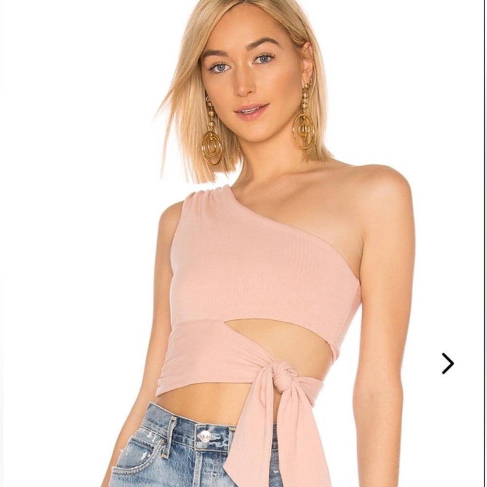 Lovers + Friends Blush One-Shoulder Tie-Front Tank